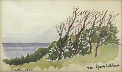 Akvarel-Kaj-Walther.-Ved-Djaevlebakkerne-1942